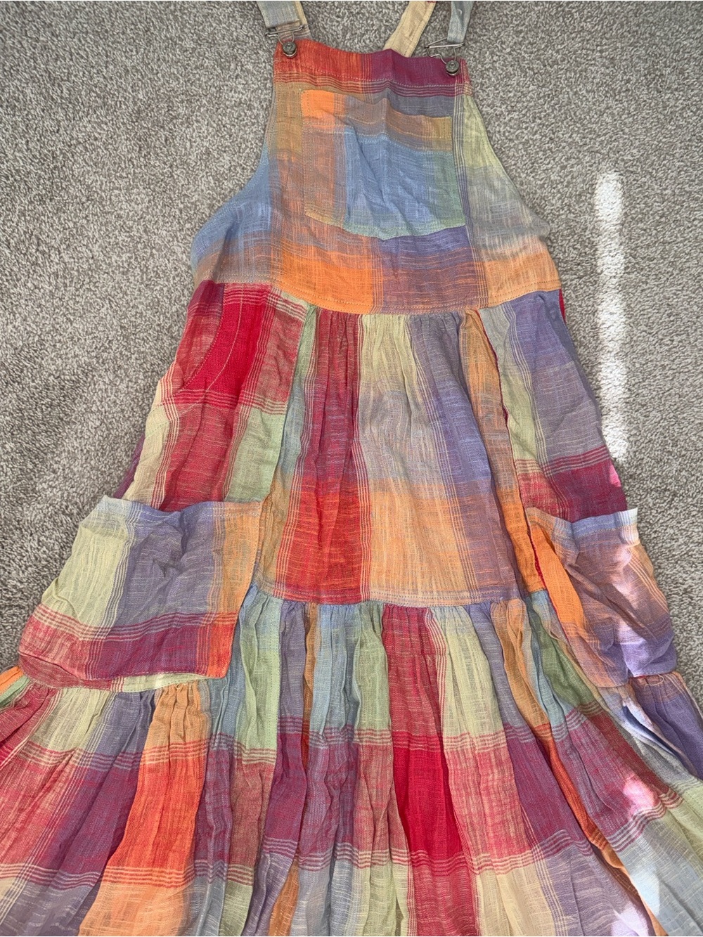 Free People Rainbow Plaid Tiered Midi Dress - Picture 2 of 4